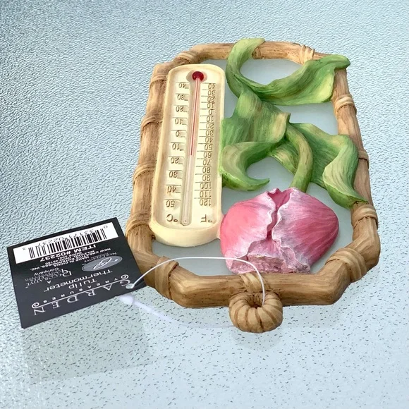 Pink Tulip Indoor/Outdoor Resin Thermometer Wall Decor - Picture 5 of 9